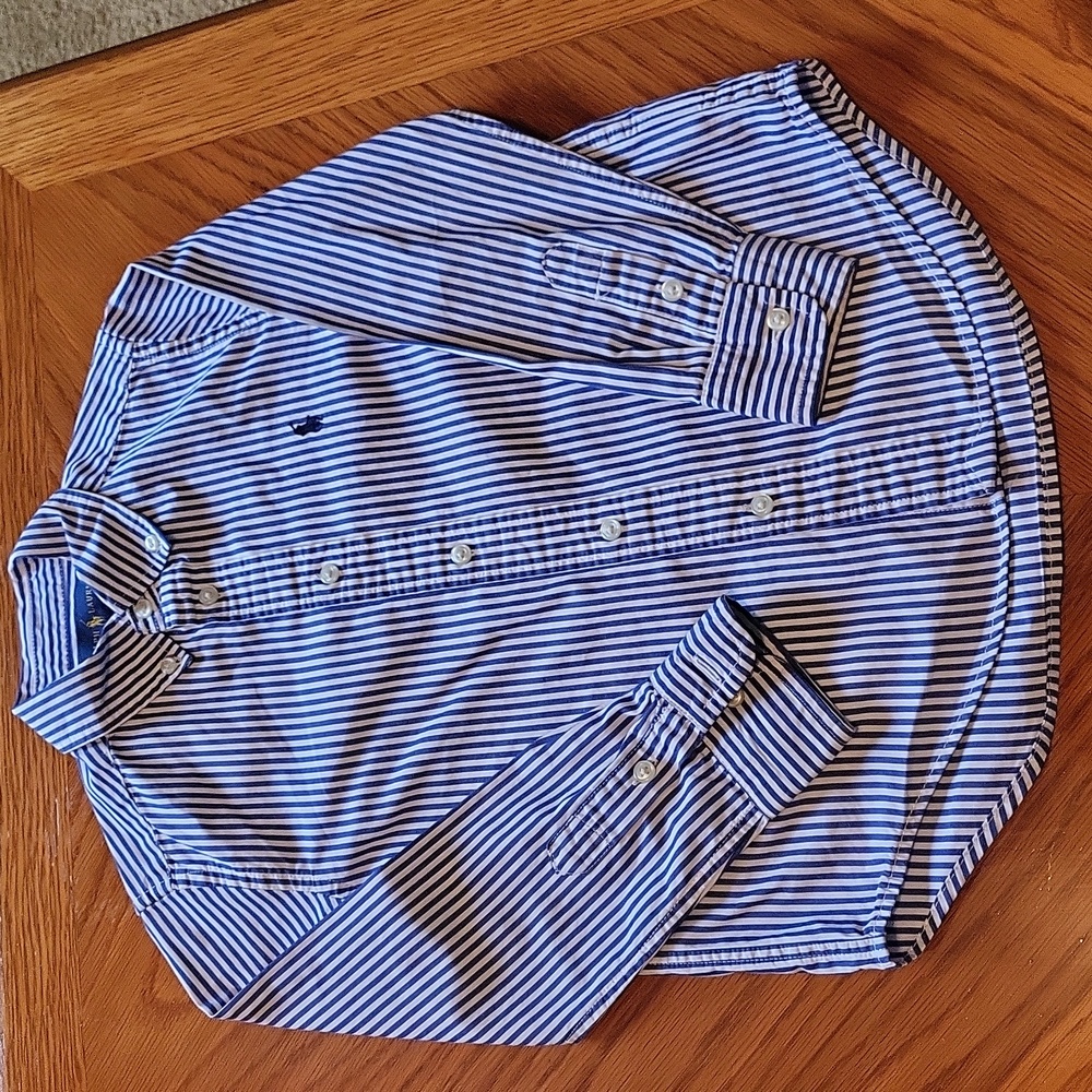 Ralph Lauren Blue & White Striped Shirt - Boys Size 5